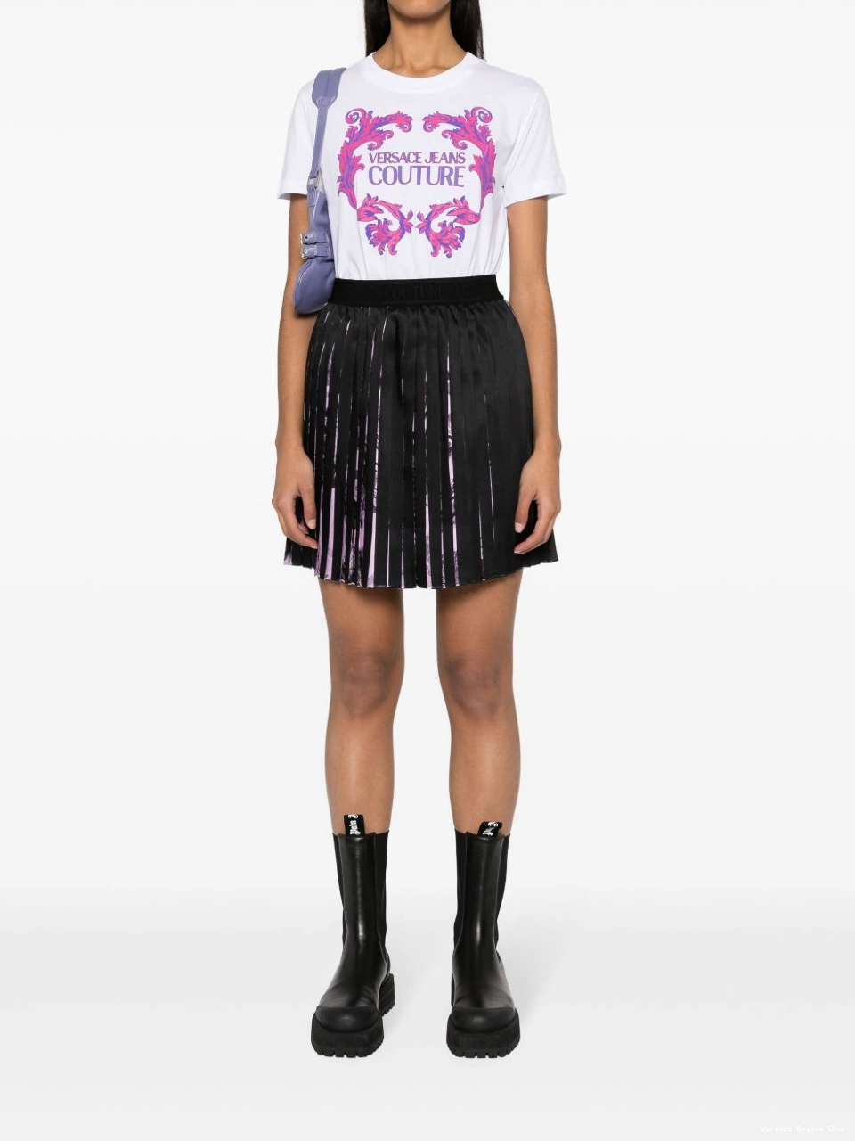 Affordable Barocco Jeans Watercolour skirt Versace pleated Women mini Couture 0810